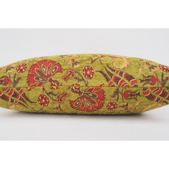 Fabric Pillow,Fabric Pillow 16x24,Pistachio Green Caucasus Carnation Pattern Turkish Fabric Pillow, Decorative Bohemian Pillow