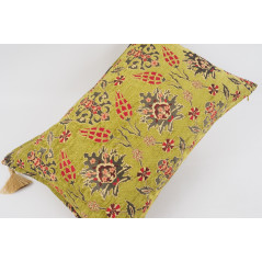 Fabric Pillow,Fabric Pillow 16x24,Pistachio Green Topkapi Palace Tulip Pattern Turkish Jacquard Fabric Pillow,Throw Sofa Pillow