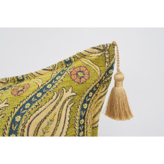 Fabric Pillow,Fabric Pillow 16x24,Pistachio Green Water Line Tulip Pattern Turkish Jacquard Fabric Pillow,Chenille Fabric Pillow