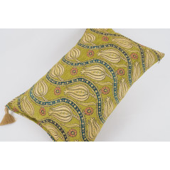 Fabric Pillow,Fabric Pillow 16x24,Pistachio Green Water Line Tulip Pattern Turkish Jacquard Fabric Pillow,Chenille Fabric Pillow