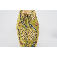 Fabric Pillow,Fabric Pillow 16x24,Pistachio Green Water Line Tulip Pattern Turkish Jacquard Fabric Pillow,Chenille Fabric Pillow