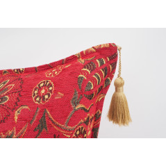 Fabric Pillow,Fabric Pillow 16x24,Red Caucasus Carnation Pattern Turkish Jacquard Fabric Pillow Cover,Decorative Bohemian Pillow