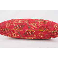 Fabric Pillow,Fabric Pillow 16x24,Red Caucasus Carnation Pattern Turkish Jacquard Fabric Pillow Cover,Decorative Bohemian Pillow