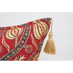 Fabric Pillow,Fabric Pillow 16x24,Red Water Line Tulip Pattern Turkish Jacquard Fabric Pillow, Decorative Chenille Fabric Pillow