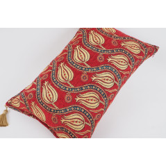 Fabric Pillow,Fabric Pillow 16x24,Red Water Line Tulip Pattern Turkish Jacquard Fabric Pillow, Decorative Chenille Fabric Pillow