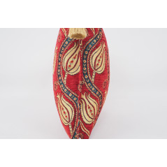 Fabric Pillow,Fabric Pillow 16x24,Red Water Line Tulip Pattern Turkish Jacquard Fabric Pillow, Decorative Chenille Fabric Pillow