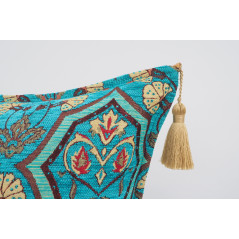 Fabric Pillow,Fabric Pillow 16x24,Turquoise Blue Carnation Pattern Turkish Pattern Jacquard Fabric Pillow,Bohemian Throw Pillow