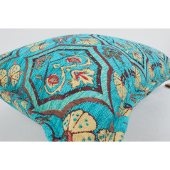 Fabric Pillow,Fabric Pillow 16x24,Turquoise Blue Carnation Pattern Turkish Pattern Jacquard Fabric Pillow,Bohemian Throw Pillow