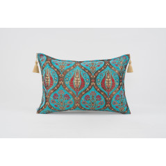 Fabric Pillow,Fabric Pillow 16x24,Turquoise Blue Morocco Pattern Turkish Jacquard Fabric Pillow Cover,Chenille Bohemian Pillow