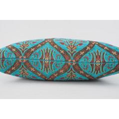 Fabric Pillow,Fabric Pillow 16x24,Turquoise Blue Morocco Pattern Turkish Jacquard Fabric Pillow Cover,Chenille Bohemian Pillow