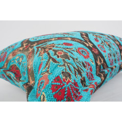 Fabric Pillow,Fabric Pillow 16x24,Turquoise Blue Morocco Pattern Turkish Jacquard Fabric Pillow Cover,Chenille Bohemian Pillow