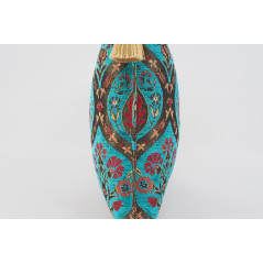 Fabric Pillow,Fabric Pillow 16x24,Turquoise Blue Morocco Pattern Turkish Jacquard Fabric Pillow Cover,Chenille Bohemian Pillow