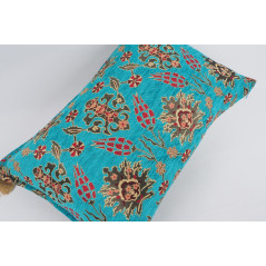 Fabric Pillow,Fabric Pillow 16x24,Turquoise Blue Topkapi Palace Tulip Pattern Turkish Jacquard Fabric Pillow Cover,Throw Pillow