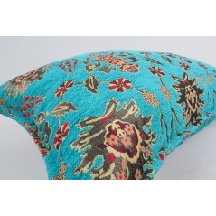 Fabric Pillow,Fabric Pillow 16x24,Turquoise Blue Topkapi Palace Tulip Pattern Turkish Jacquard Fabric Pillow Cover,Throw Pillow