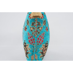 Fabric Pillow,Fabric Pillow 16x24,Turquoise Blue Topkapi Palace Tulip Pattern Turkish Jacquard Fabric Pillow Cover,Throw Pillow