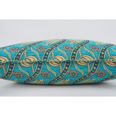 Fabric Pillow,Fabric Pillow 16x24,Turquoise Blue Water Line Tulip Pattern Turkish Jacquard Fabric Pillow,Chenille Fabric Pillow