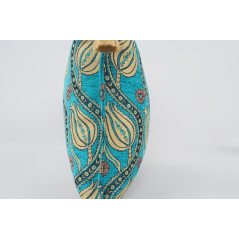 Fabric Pillow,Fabric Pillow 16x24,Turquoise Blue Water Line Tulip Pattern Turkish Jacquard Fabric Pillow,Chenille Fabric Pillow