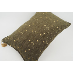 Fabric Pillow, Fabric Pillow 16x24, Moss Green Arabian Night Pattern Turkish Fabric Pillow Cover, Chenille Bohemian Pillow