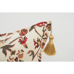 Fabric Pillow, Fabric Pillow 16x24, Beige Caucasus Carnation Pattern Turkish Jacquard Fabric Pillow, Decorative Bohemian Pillow