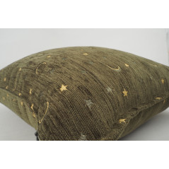 Fabric Pillow, Fabric Pillow 16x24, Moss Green Arabian Night Pattern Turkish Fabric Pillow Cover, Chenille Bohemian Pillow