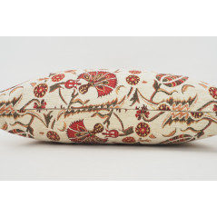 Fabric Pillow, Fabric Pillow 16x24, Beige Caucasus Carnation Pattern Turkish Jacquard Fabric Pillow, Decorative Bohemian Pillow