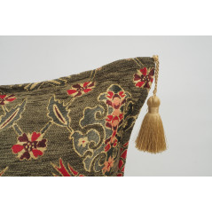 Fabric Pillow, Fabric Pillow 16x24, Moss Green Topkapi Palace Tulip Pattern Turkish Jacquard  Fabric Pillow Cover, Throw Pillow