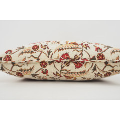 Fabric Pillow, Fabric Pillow 16x24, Beige Caucasus Carnation Pattern Turkish Jacquard Fabric Pillow, Decorative Bohemian Pillow