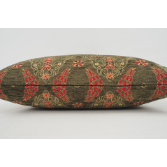 Fabric Pillow, Fabric Pillow 16x24, Moss Green Topkapi Palace Tulip Pattern Turkish Jacquard  Fabric Pillow Cover, Throw Pillow