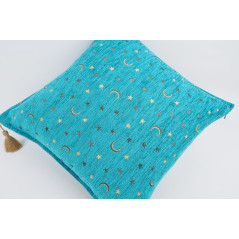 Fabric Pillow,Fabric Pillow 24x24,Turquoise Blue Arabian Night Pattern Turkish Jacquard Fabric Pillow Cover,Throw Lumbar Pillow