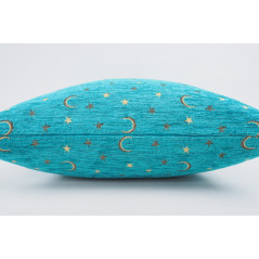 Fabric Pillow,Fabric Pillow 24x24,Turquoise Blue Arabian Night Pattern Turkish Jacquard Fabric Pillow Cover,Throw Lumbar Pillow