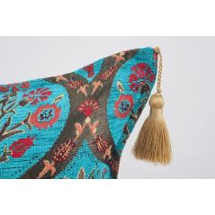 Fabric Pillow, Fabric Pillow 24x24,Turquoise Blue Morocco Pattern Turkish Jacquard Fabric Pillow,Decorative Throw Lumbar Pillow