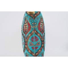 Fabric Pillow, Fabric Pillow 24x24,Turquoise Blue Morocco Pattern Turkish Jacquard Fabric Pillow,Decorative Throw Lumbar Pillow
