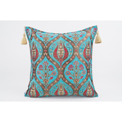 Fabric Pillow, Fabric Pillow 24x24,Turquoise Blue Morocco Pattern Turkish Jacquard Fabric Pillow,Decorative Throw Lumbar Pillow