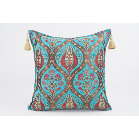Fabric Pillow, Fabric Pillow 24x24,Turquoise Blue Morocco Pattern Turkish Jacquard Fabric Pillow,Decorative Throw Lumbar Pillow