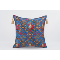 Fabric Pillow,Fabric Pillow 24x24,Navy Blue Morocco Pattern Turkish Jacquard Fabric Pillow Cover,Decorative Throw Lumbar Pillow