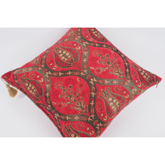 Fabric Pillow,Fabric Pillow 24x24,Red Morocco Pattern Turkish Jacquard Fabric Pillow Covers,Decorative Throw Lumbar Pillow Case