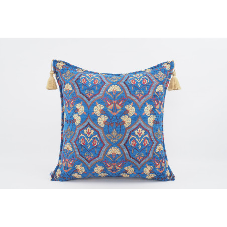 Fabric Pillow,Fabric Pillow 24x24,Navy Blue Carnation Pattern Turkish Jacquard Fabric Pillow Case,Decorative Throw Lumbar Pillow