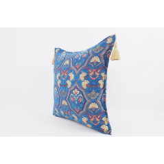 Fabric Pillow,Fabric Pillow 24x24,Navy Blue Carnation Pattern Turkish Jacquard Fabric Pillow Case,Decorative Throw Lumbar Pillow