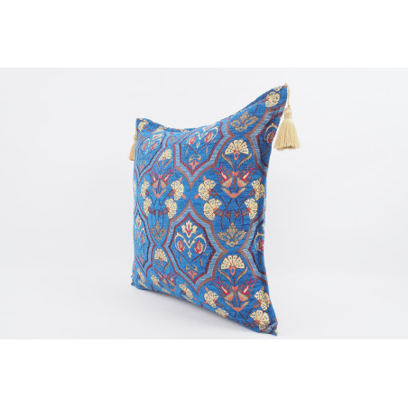 Fabric Pillow,Fabric Pillow 24x24,Navy Blue Carnation Pattern Turkish Jacquard Fabric Pillow Case,Decorative Throw Lumbar Pillow