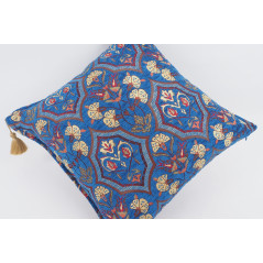 Fabric Pillow,Fabric Pillow 24x24,Navy Blue Carnation Pattern Turkish Jacquard Fabric Pillow Case,Decorative Throw Lumbar Pillow