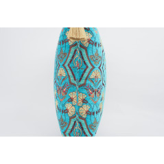 Fabric Pillow,Fabric Pillow 24x24,Turquoise Blue Carnation Pattern Turkish Jacquard Fabric Pillow,Decorative Throw Lumbar Pillow