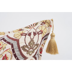 Fabric Pillow,Fabric Pillow 24x24, Beige Carnation Pattern Turkish Jacquard Fabric Pillow Cover, Decorative Throw Lumbar Pillow