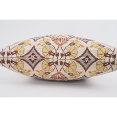 Fabric Pillow,Fabric Pillow 24x24, Beige Carnation Pattern Turkish Jacquard Fabric Pillow Cover, Decorative Throw Lumbar Pillow