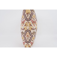 Fabric Pillow,Fabric Pillow 24x24, Beige Carnation Pattern Turkish Jacquard Fabric Pillow Cover, Decorative Throw Lumbar Pillow