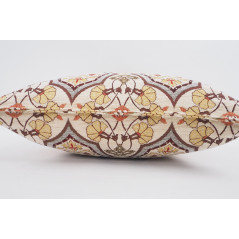 Fabric Pillow,Fabric Pillow 24x24, Beige Carnation Pattern Turkish Jacquard Fabric Pillow Cover, Decorative Throw Lumbar Pillow