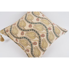 Fabric Pillow,Fabric Pillow 24x24,Beige Water Line Tulip Pattern Turkish Jacquard Fabric Pillow Cover,Throw Pillow,Lumbar Pillow