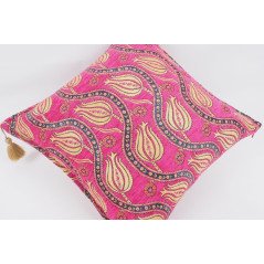 Fabric Pillow,Fabric Pillow 24x24,Mazenda Pink Water Line Tulip Pattern Turkish Jacquard Fabric Pillow Cover,Throw Lumbar Pillow