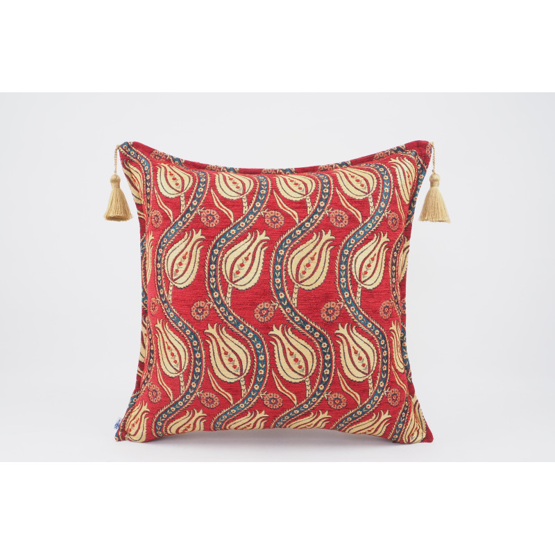 Fabric Pillow,Fabric Pillow 24x24, Red Water Line Tulip Pattern Turkish Jacquard Fabric Pillow Cover, Throw Pillow,Lumbar Pillow Fabric Pillow,Fabric Pillow 24x24, Red Water Line Tulip Pattern Turkish Jacquard Fabric Pillow Cover, Throw Pillow,Lumbar Pillow