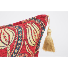 Fabric Pillow,Fabric Pillow 24x24, Red Water Line Tulip Pattern Turkish Jacquard Fabric Pillow Cover, Throw Pillow,Lumbar Pillow