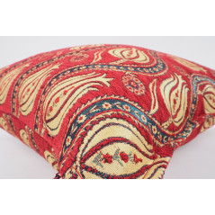 Fabric Pillow,Fabric Pillow 24x24, Red Water Line Tulip Pattern Turkish Jacquard Fabric Pillow Cover, Throw Pillow,Lumbar Pillow